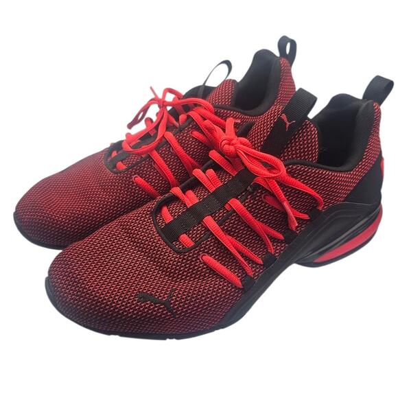 Puma Red & Black Axelion Mesh Wide Fit Sneaker - Picture 2 of 9